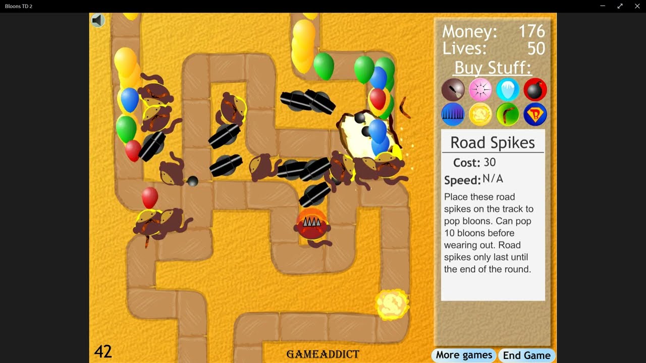 Bloons Tower Defense 2 | Hard Track | Gold Medal | No Lives Lost