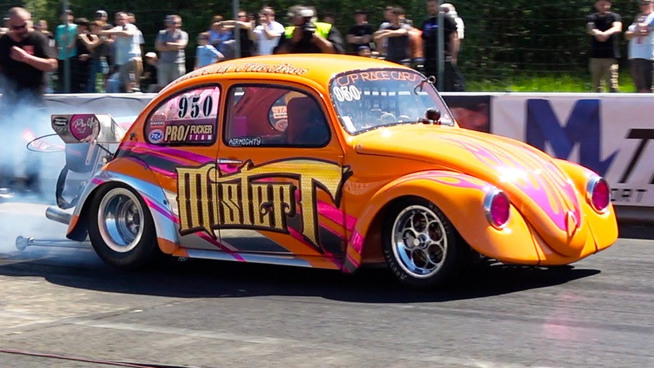 MISTER T's 2854cc VW BEETLE AT CLASTRES DRAGWAY IN FRANCE