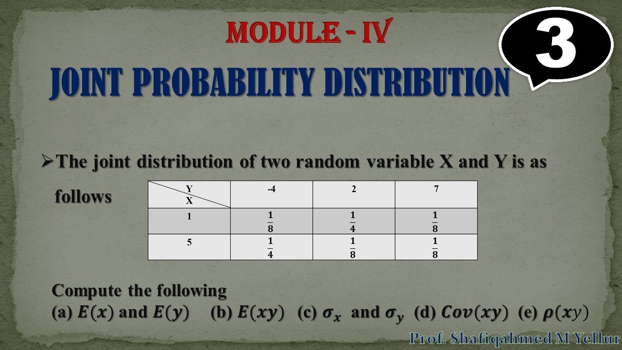 #3 || Problem#1 || Problem on joint distribution of two random variable X and Y || 18MAT41||
