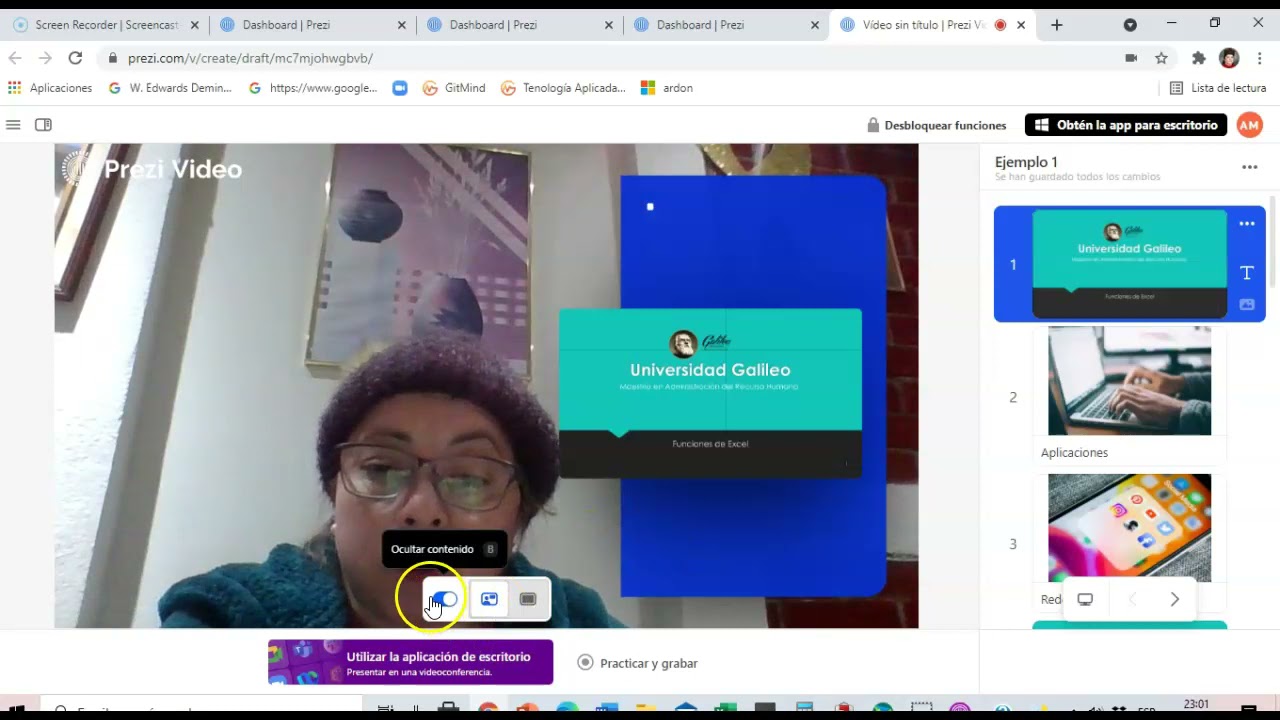 Como grabar en Prezi Vídeos