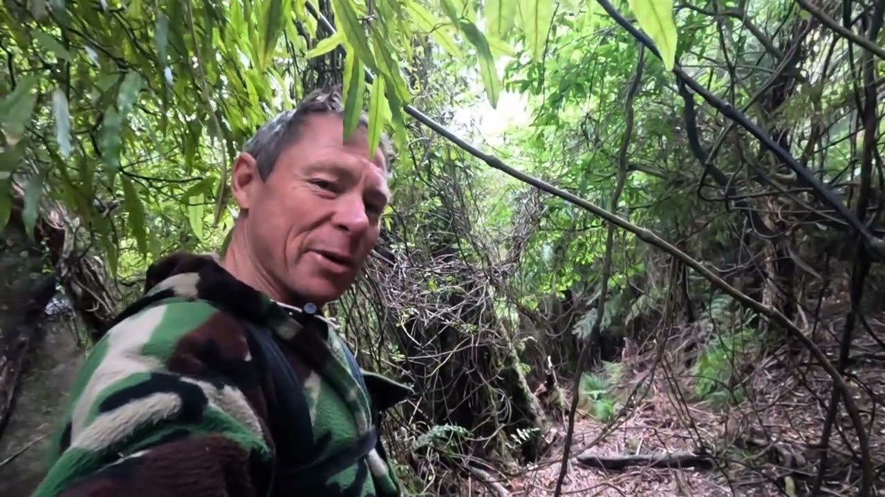 Bush hunting with a young Indicating Dog.