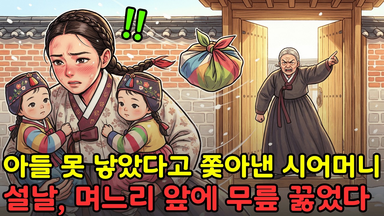 설날에 아들을 못 낳았다는 이유로 세 모녀를 집에서 내쫓았던 시어머니가 며느리 앞에 무릎을 꿇었다