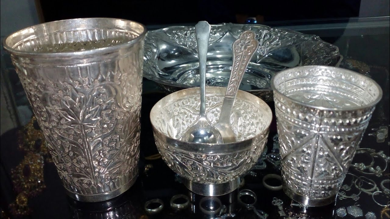 Silver glass | glass silver | chandi glass | silver plate | silver chamach .