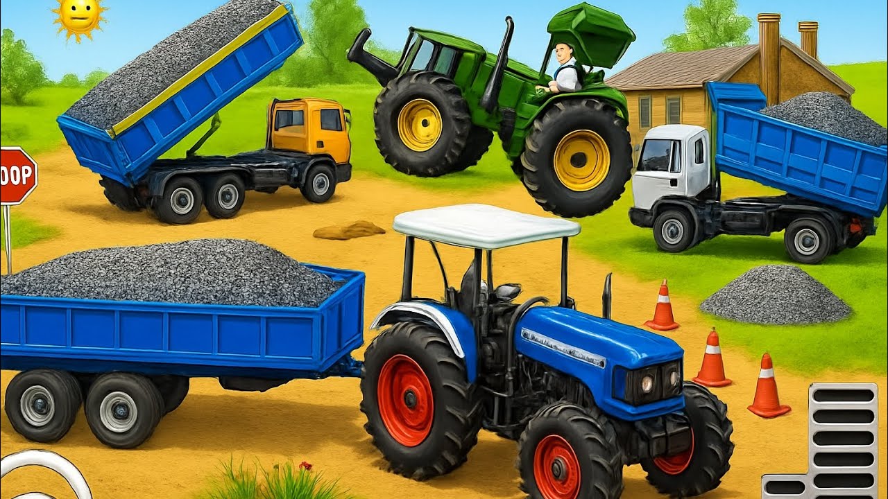 🛑Drive Jhondeere ✅ tractor 🚜 and  Car in 🎯 #truck #jcb #tractor #dumper #games 