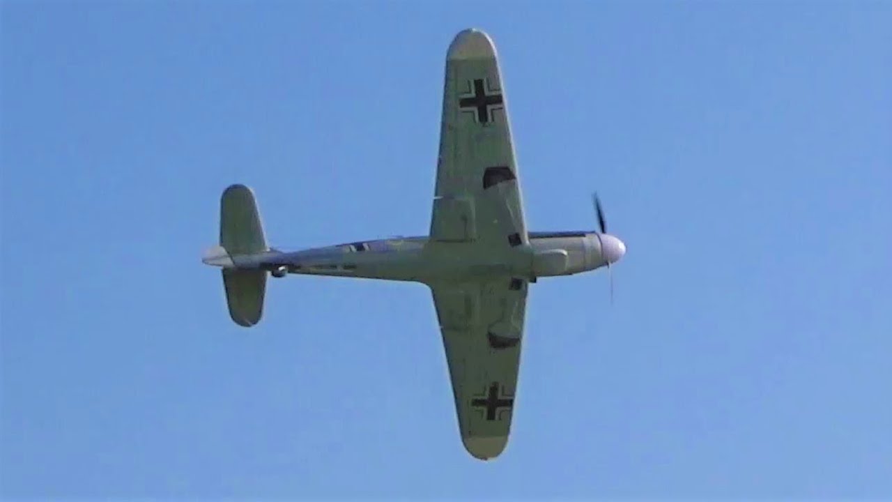 FMS BF-109 with DB605 Mr Rc Sound Big Scale RC ME 109 engine start take off aerobatics Warbird FMC
