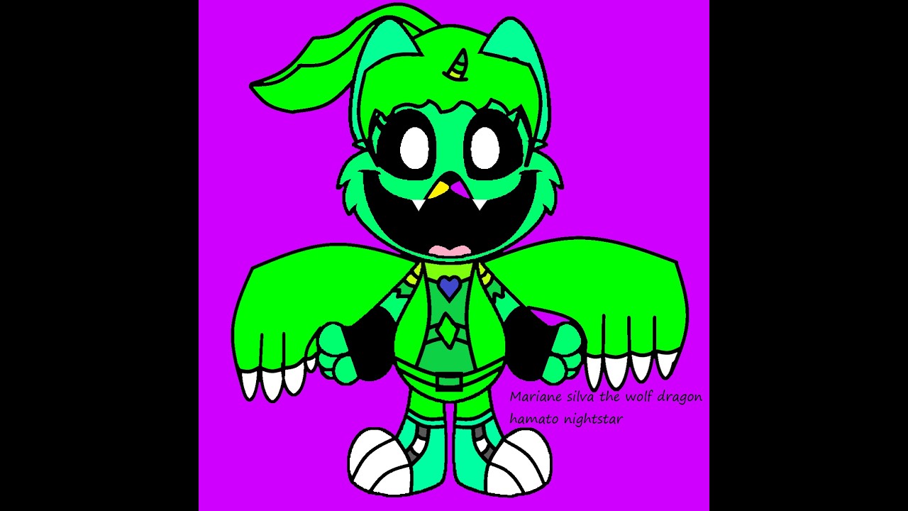 I made Smiling critters OC fan-art (💚Mariane silva the wolf dragon hamato nightstar🐺)