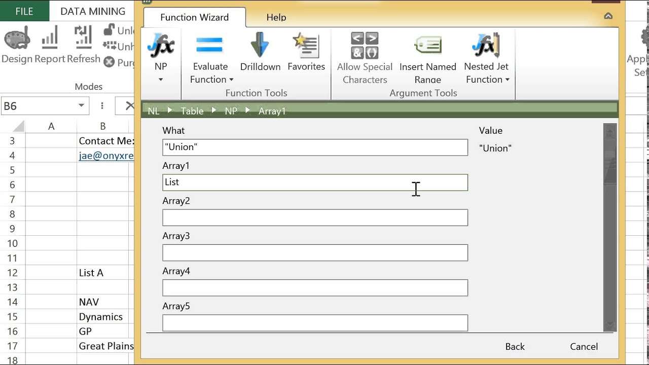 Jet Essentials - Excel Named Ranges and NP Arrays