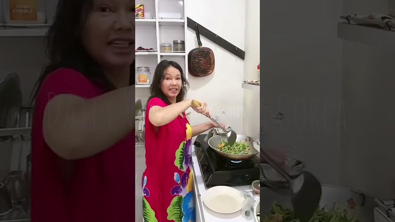 Bunda Corla Masak Tumis Kangkung Campur Udang ❗Di Dapur Maharani 