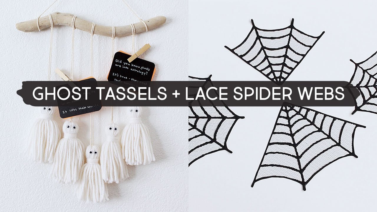 DIY Halloween Decor | Ghost Tassels + Lace Spider Webs