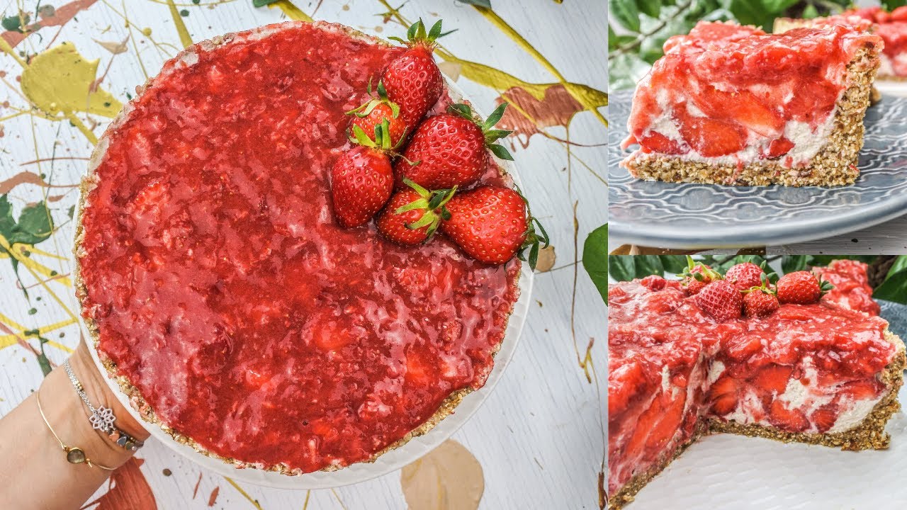 Erdbeertorte ohne backen, vegan, glutenfrei & nat&uuml;rlich s&uuml;&szlig;