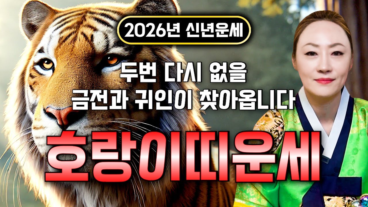 ✨2026년 병오년 호랑이띠운세✨힘들었던 2025년은 끝나고 금전,귀인,문서 다 들어오는 나이는 몇살?! 2026년 초대박나는 운세?! 62년생 74년생 86년생 98년생 범띠운세