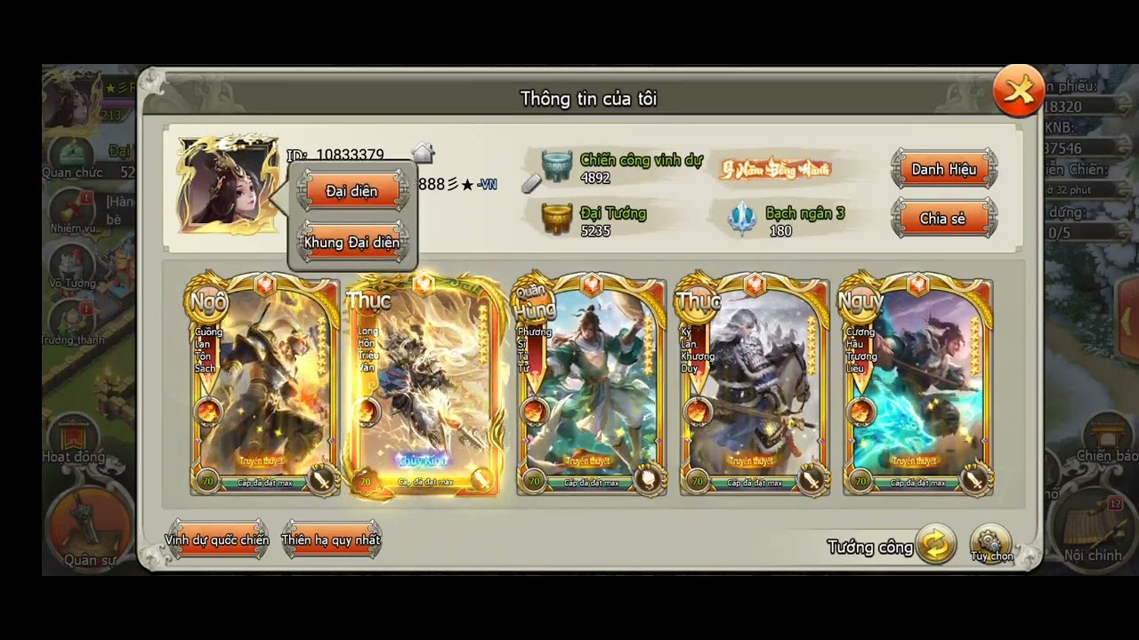Seri Đại chiến Tam quốc với giao diện chính. Dành cho ae mới chơi tìm hiểu game!