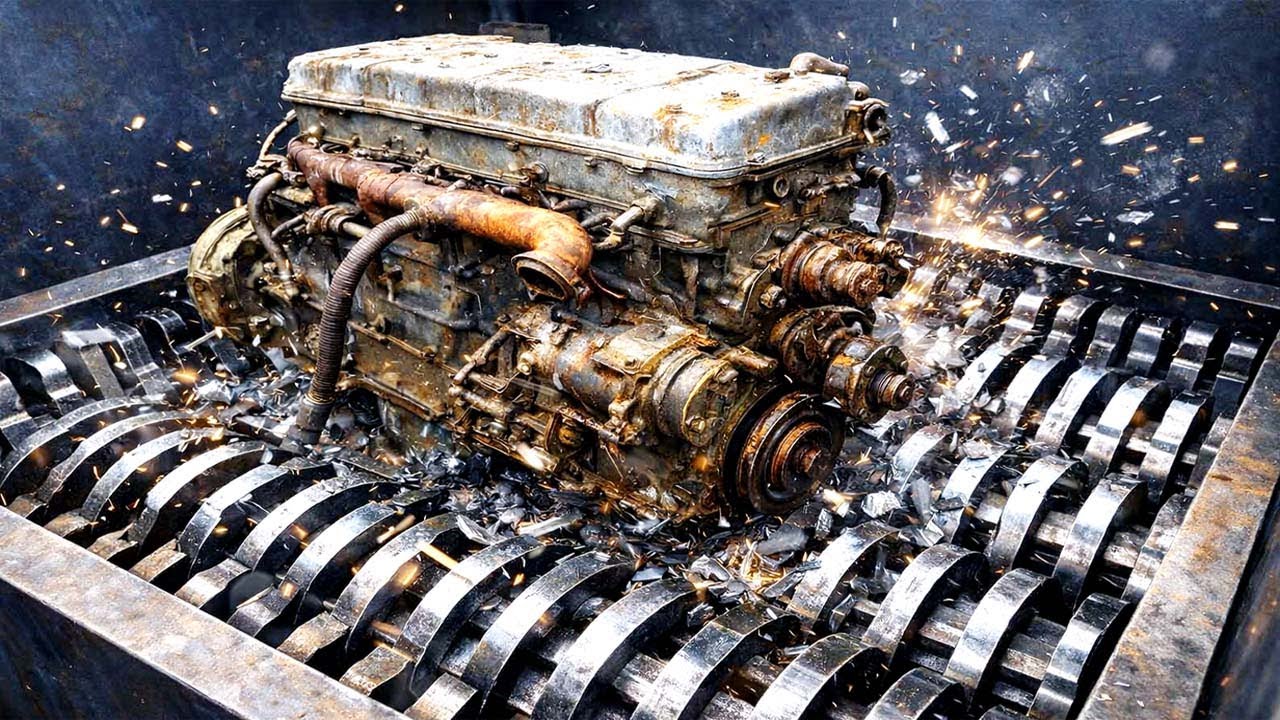 Shredder Eats METAL Like Crazy! | Engine Destroyed in Seconds