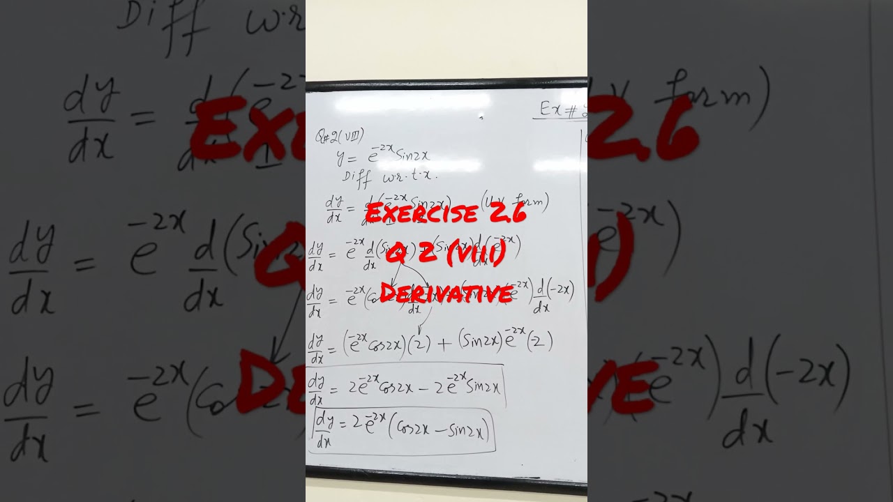 Derivative | Exercise 2.6 Q 2 (viii) #shorts