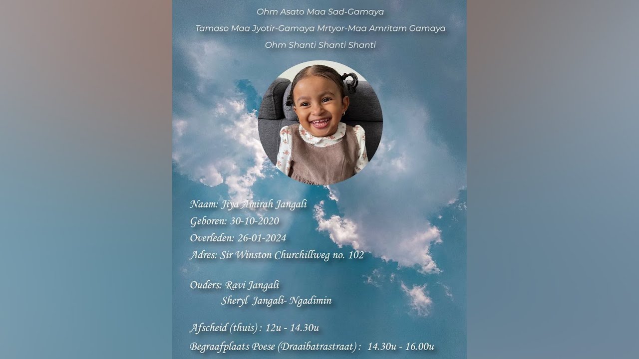 De uitvaartdienst en begrafenis van Jiya Amirah Jangali. Maandag 29 januari 2024.
