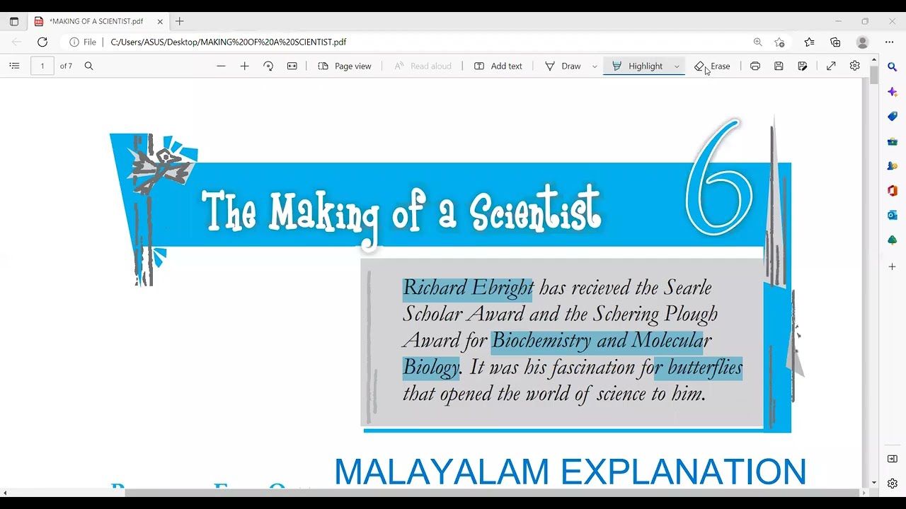 THE MAKING OF A SCIENTIST/MALAYALAM EXPLANATION/NCERT CLASS 10 UNIT 9/ENGLISH