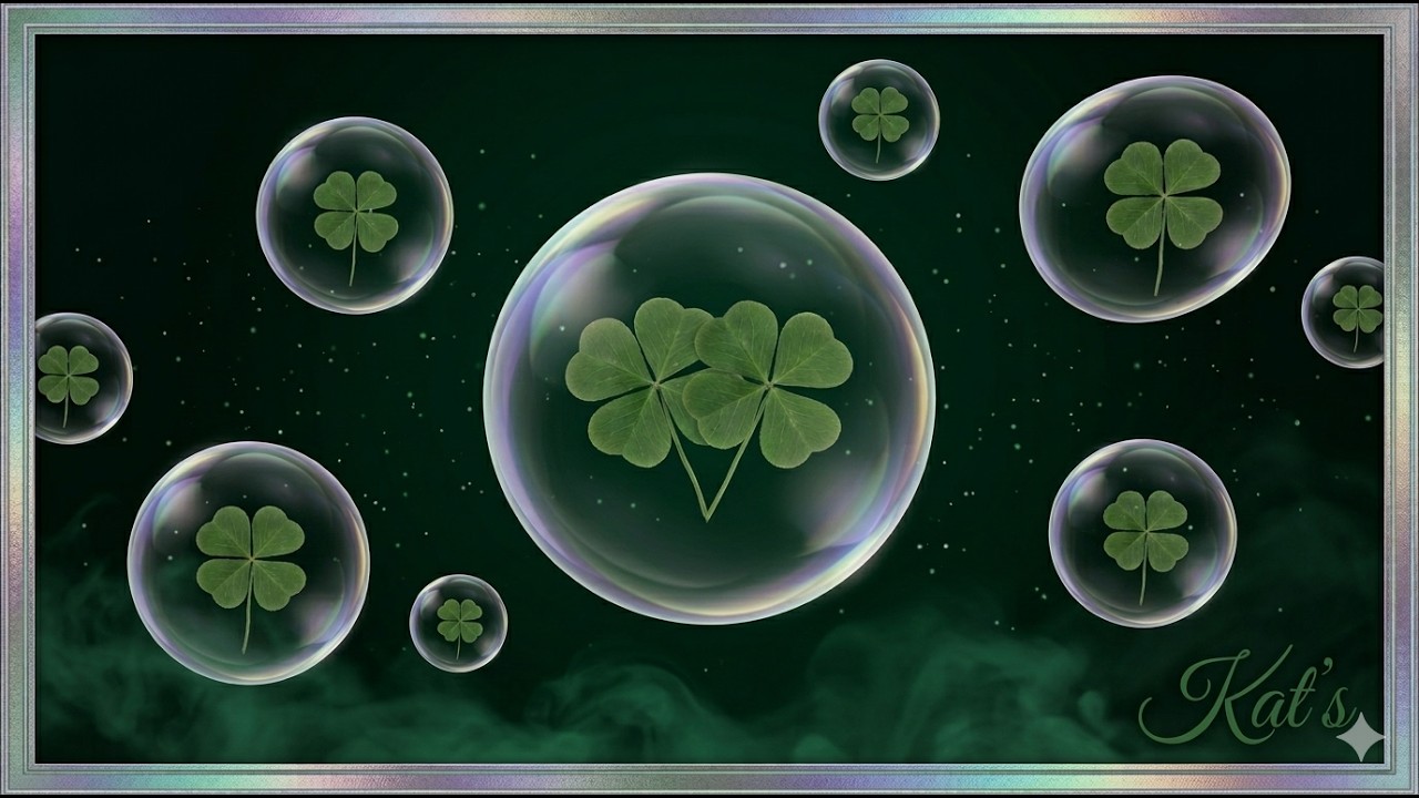 Lucky St. Patrick's Day Clovers in Bubbles | screensaver | 4K Frame TV Art | Irish | Emerald