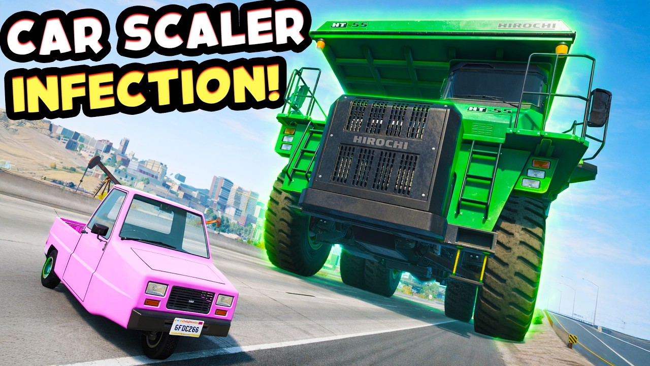 BeamNG Infection, But Every Car Is RANDOMLY SIZED (Car Scaler Mod)