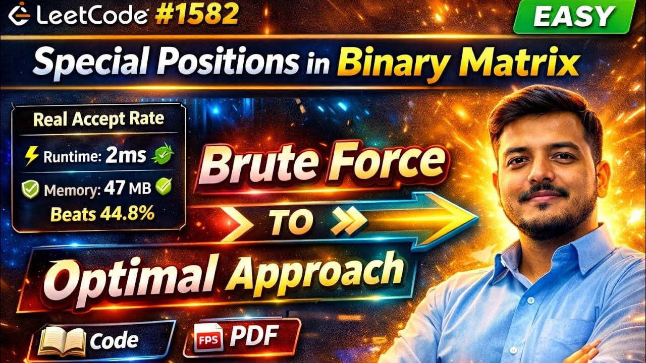 Special Positions in Binary Matrix | LeetCode 1582 | Brute Force → Optimal Approach