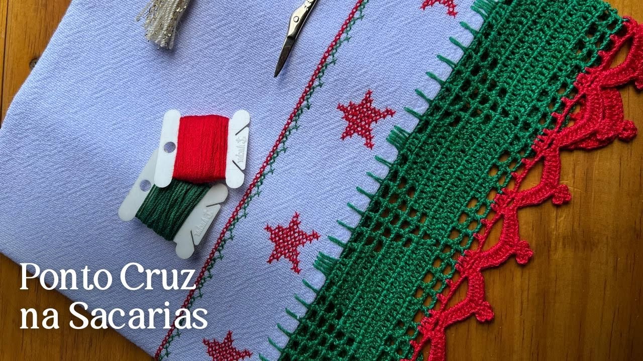 BORDADO PONTO CRUZ EM TECIDO SACARIA