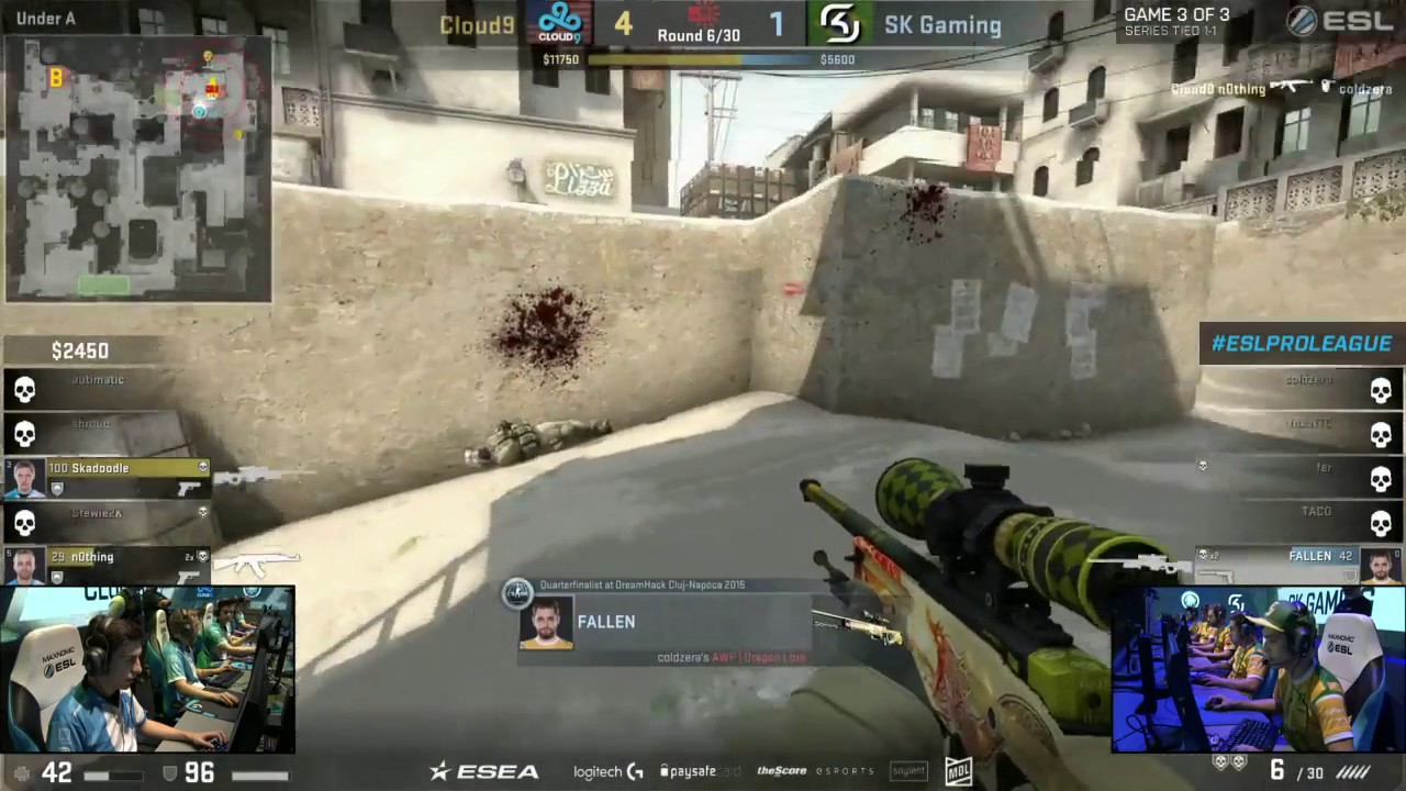 ESL Pro League Season 4 ― Finals: FalleN clutch vs Cloud9 @ Dust2
