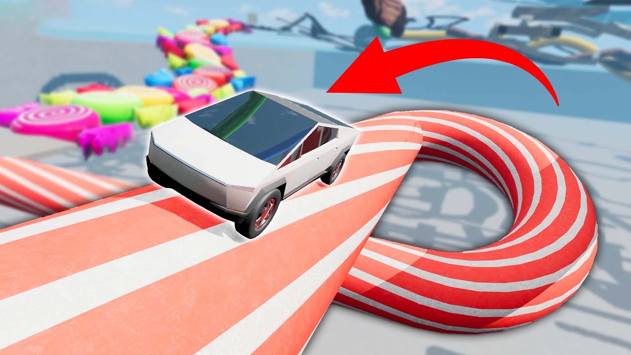 DRIVING MY CYBERTRUCK ON GIANT CANDY! (BeamNG Drive)