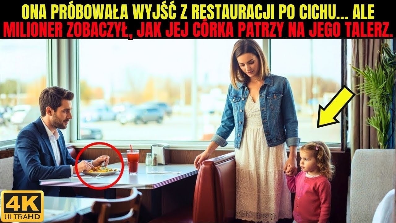 Ona próbowała wyjść z restauracji po cichu…ale milioner zauważył, że jej córka patrzy na jego talerz