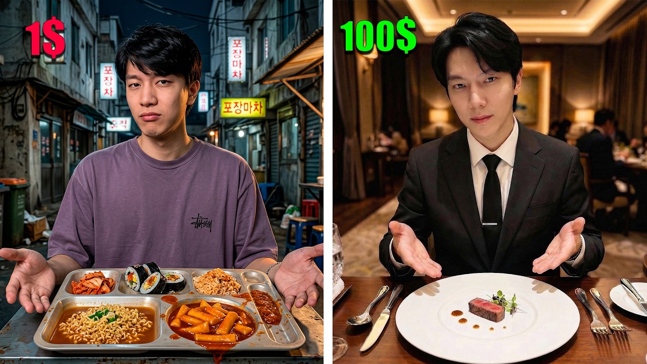 Пробую ЕДУ за 1$ VS 100$ в Корее, Стоит ли переплачивать?