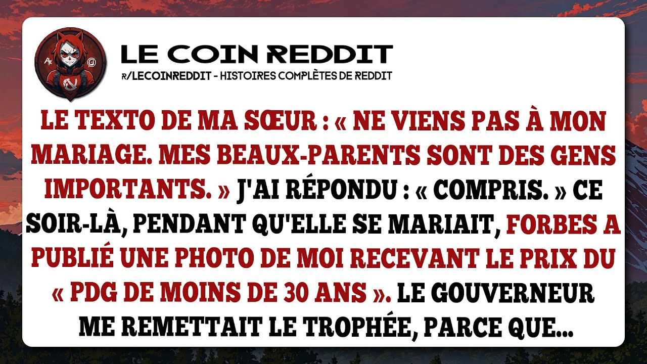 Le texto de ma sœur : « Ne viens pas à mon mariage. Mes beaux-parents sont des gens importants. »