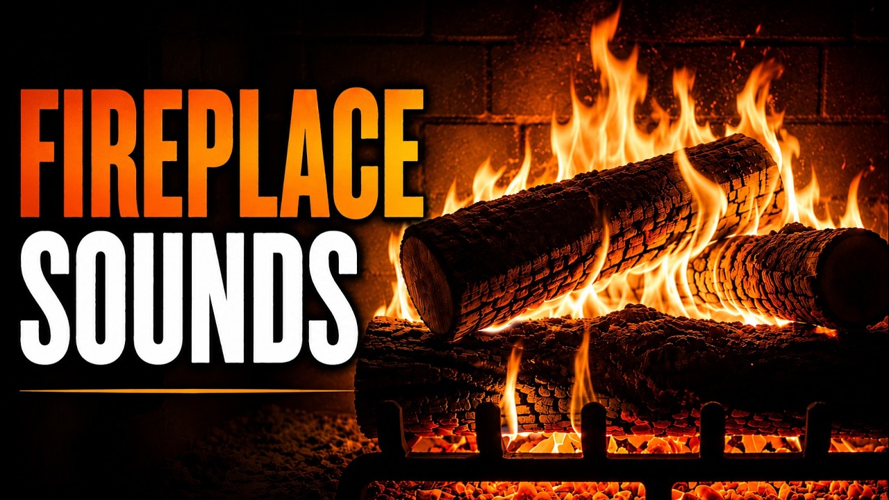 Cozy Fireplace at Night — Burning Logs & Crackling Fire Sounds (10 Hours)