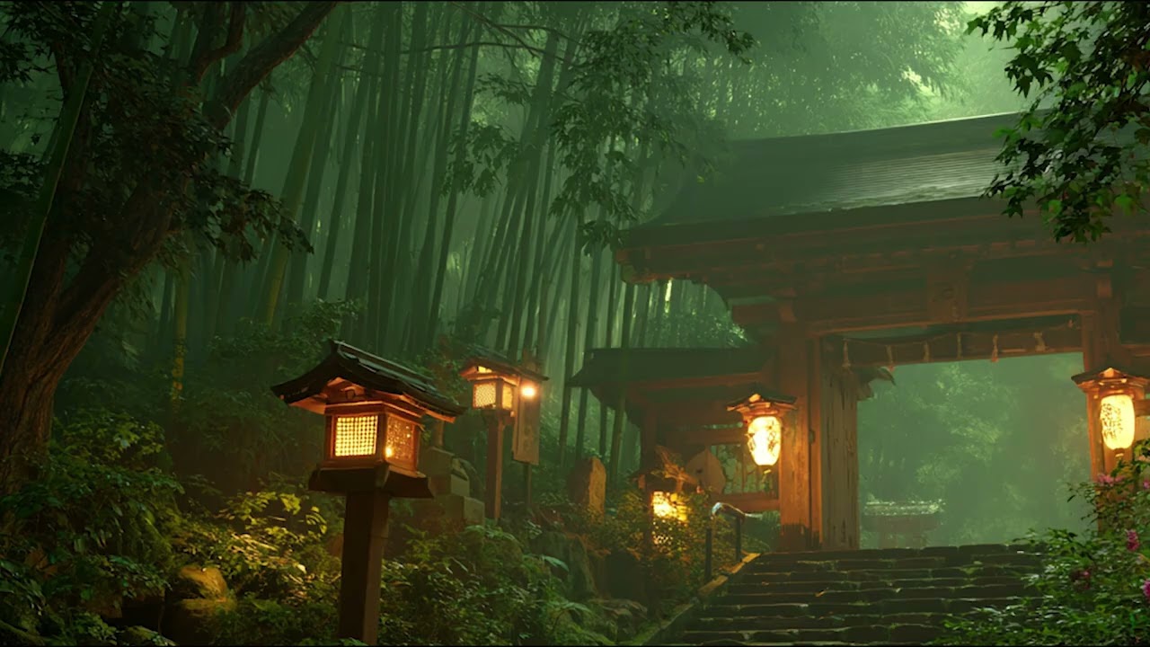 Japanese Night Shrine BGM｜30 Minutes｜Relax / Study / Sleep
