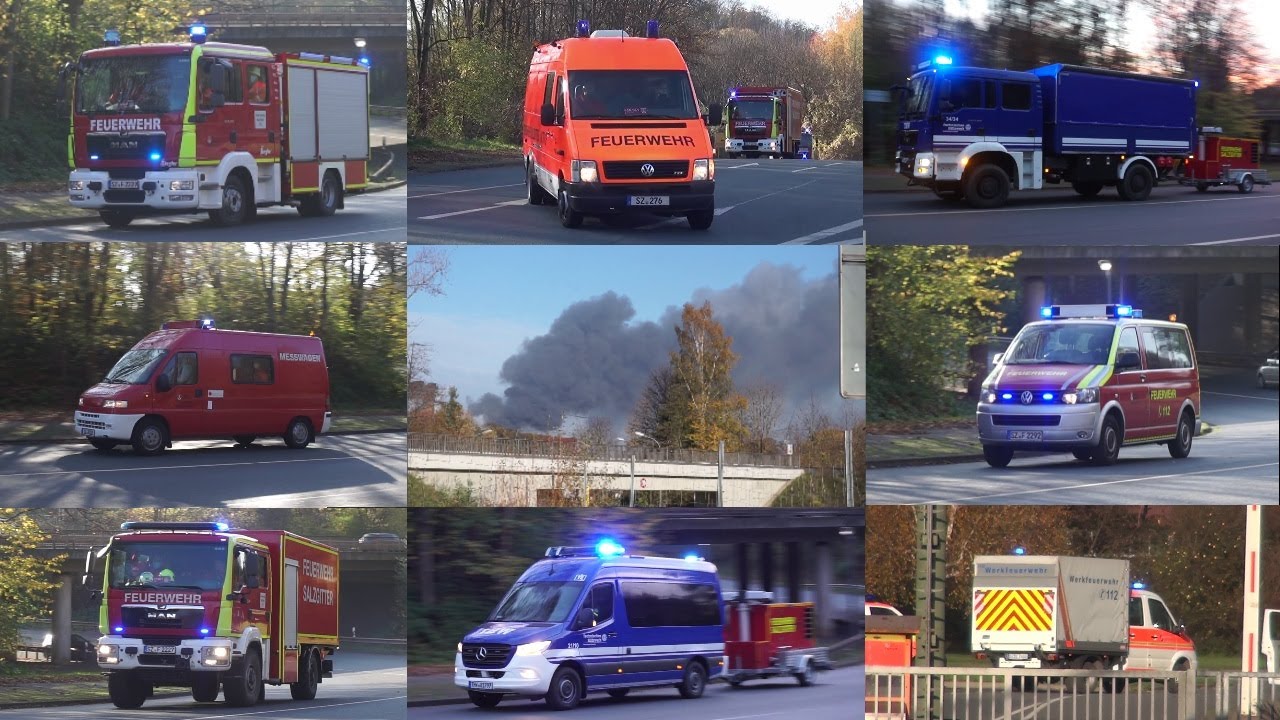 [Großbrand Salzgitter-AG | Massive Rauchentwicklung] Einsatzfahrten IuK, THW, Spüren & Messen und co
