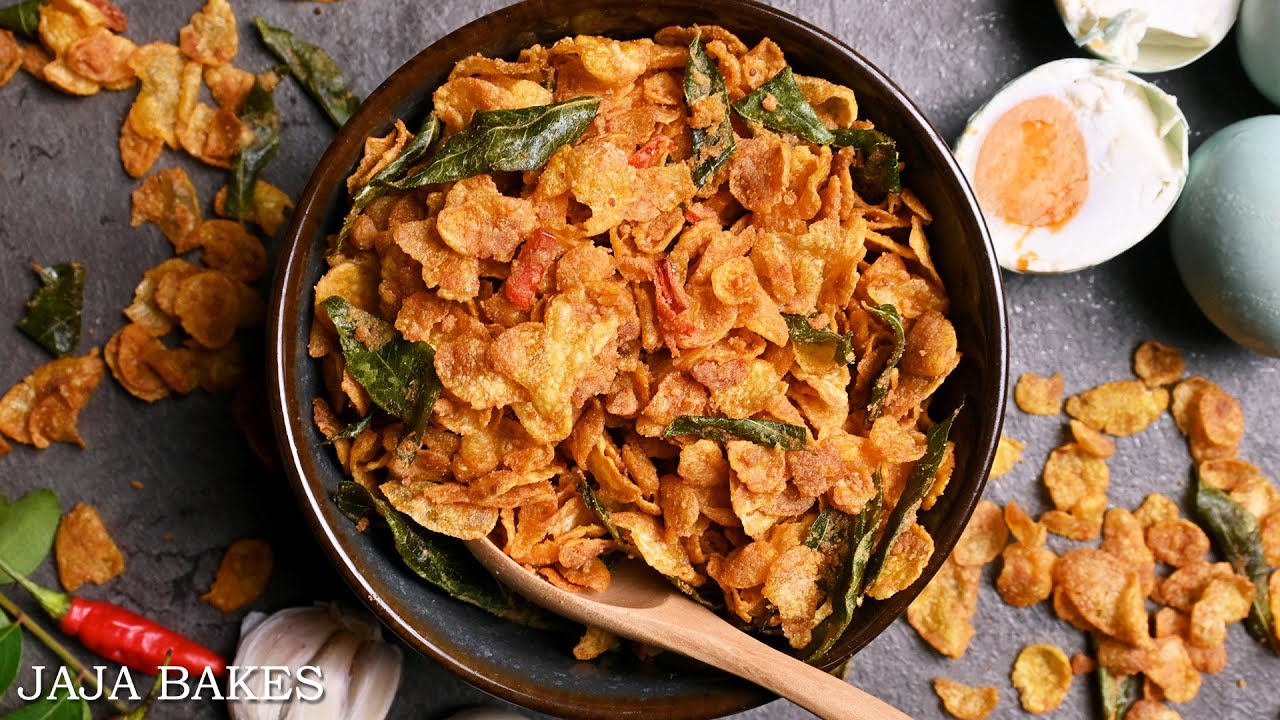 Crispy Salted Egg Cornflakes With Curry Leaves | Jaja Bakes