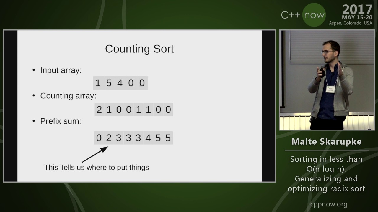C++Now 2017: M. Skarupke “Sorting in less than O(n log n): Generalizing and optimizing radix sort