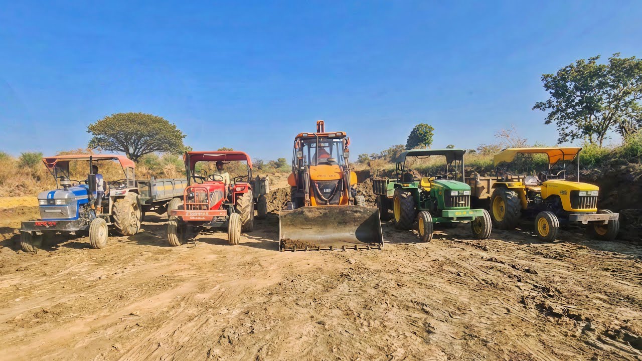 New JCB 3dx Machine Loading Mud in Mahindra tractor | Jcb Tractor cartoon gadi