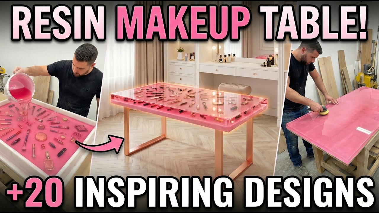 [ASMR] Pink Epoxy Makeup Kit Table | Luxury Table Makeover + 20 Stunning Ideas | Interior Design