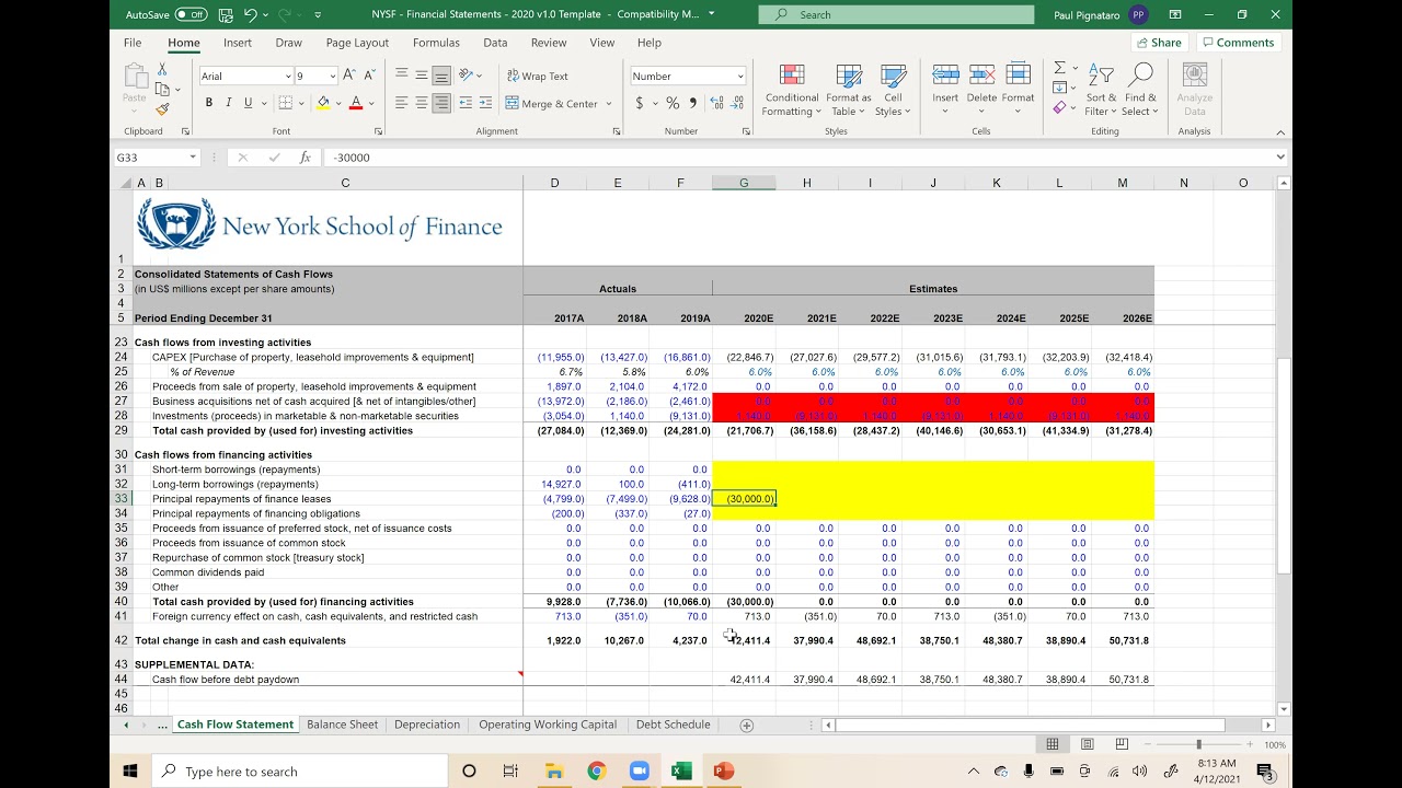 Financial Modeling and Valuation - April 12th, 2021