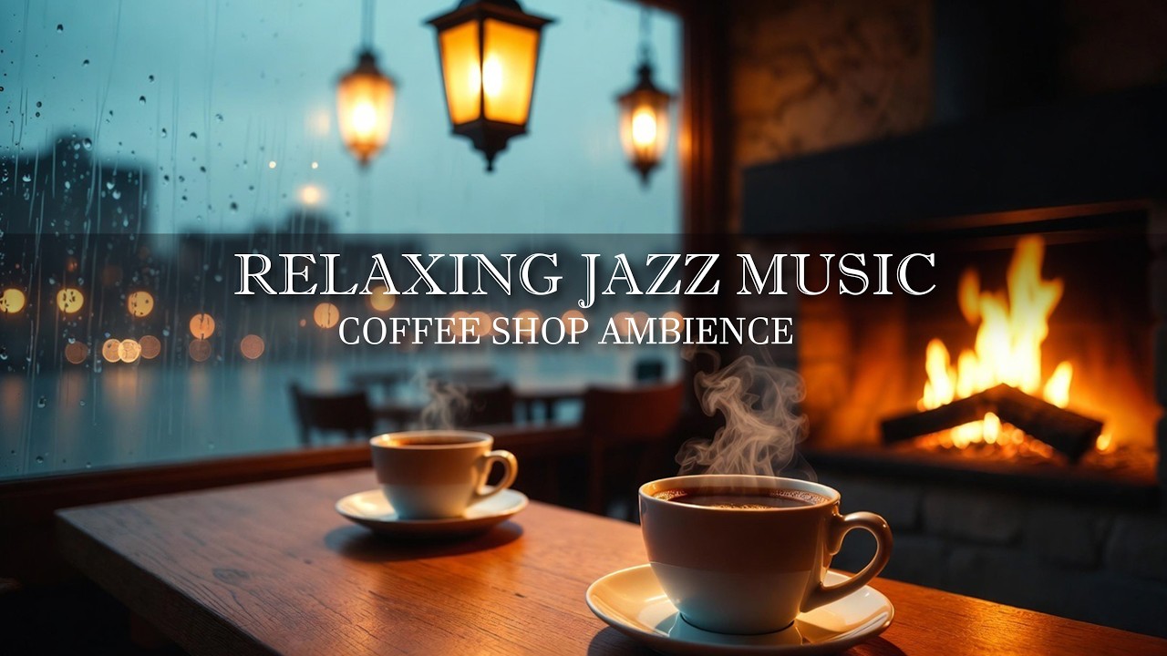 Relaxing Jazz Coffee Shop Ambience ☕ Heavy Rain & Crackling Fireplace Sounds for Deep Focus & Study