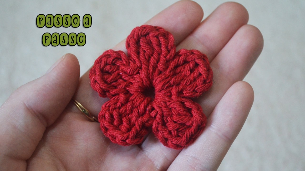 FLORZINHA DE CROCH&Ecirc; LINDA E F&Aacute;CIL PARA APLICA&Ccedil;&Atilde;O | FLOR DE CROCH&Ecirc; PASSO A PASSO