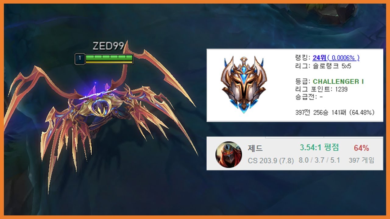 챌린저 제드1위 율천고 최현우 제드 매드무비 (ZED99 Montage Rank 1 KR Challenger Zed)