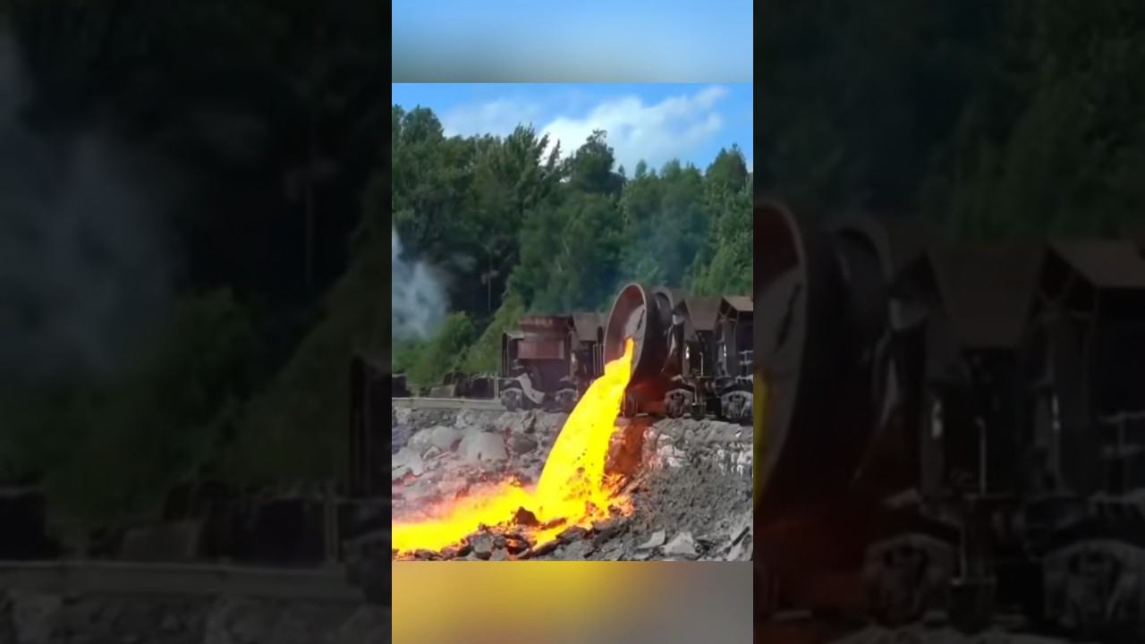 Steel smelting slag can only be poured on the ground to cool down! #shorts