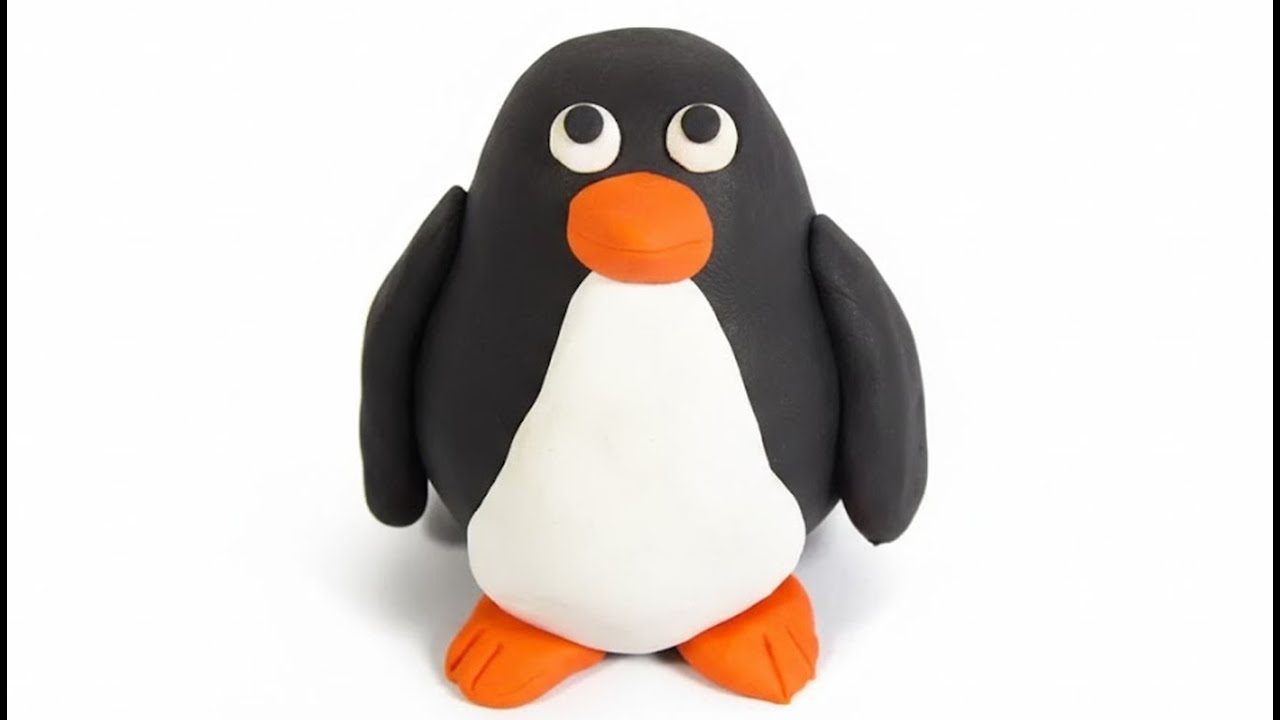 Cómo hacer un pingüino de  plastilina paso a paso fácil, explicado, arcilla polimérica