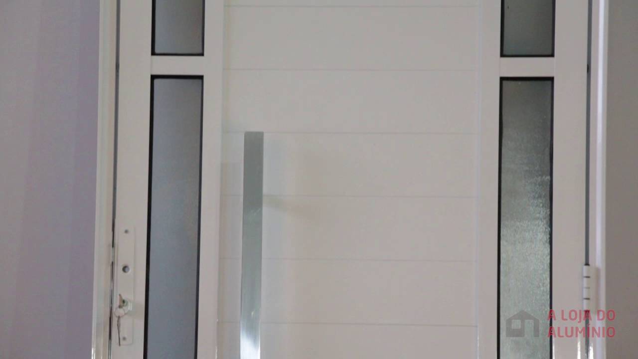 Porta Lambril com Vidros Laterais e Puxador Alum&iacute;nio Branco - A Loja do Alum&iacute;nio