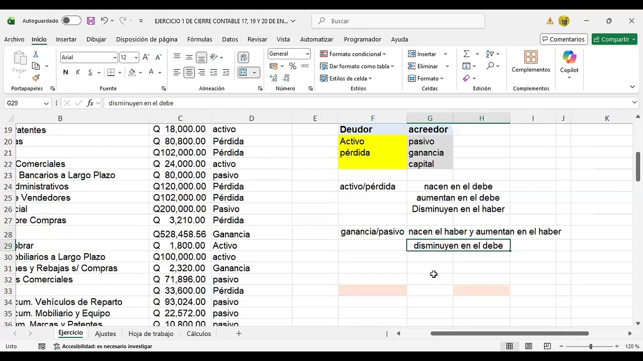 Ejercicio 21 Ajustes y Hoja de trabajo