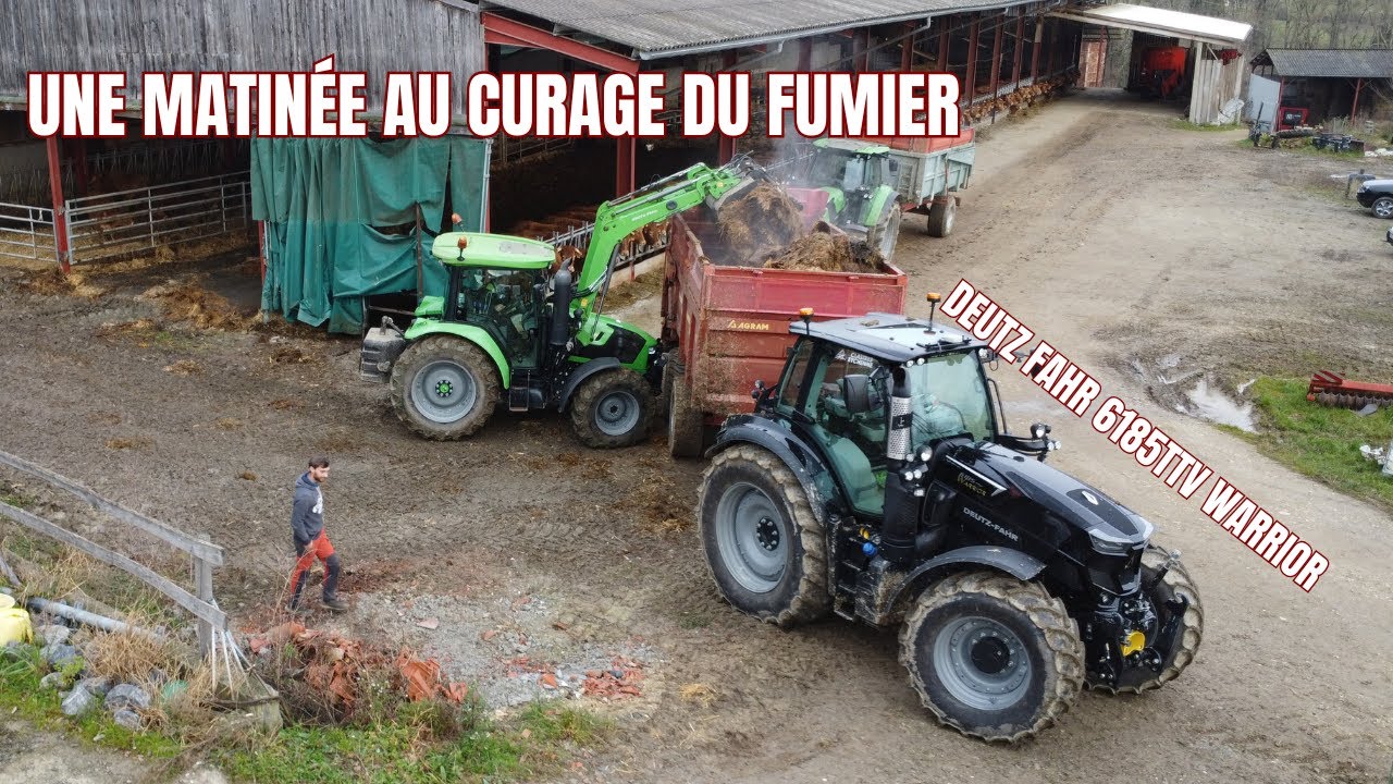 UNE MATINÉE AU CURAGE DE LA STABULATION DES VACHES en FULL DEUTZ FAHR !