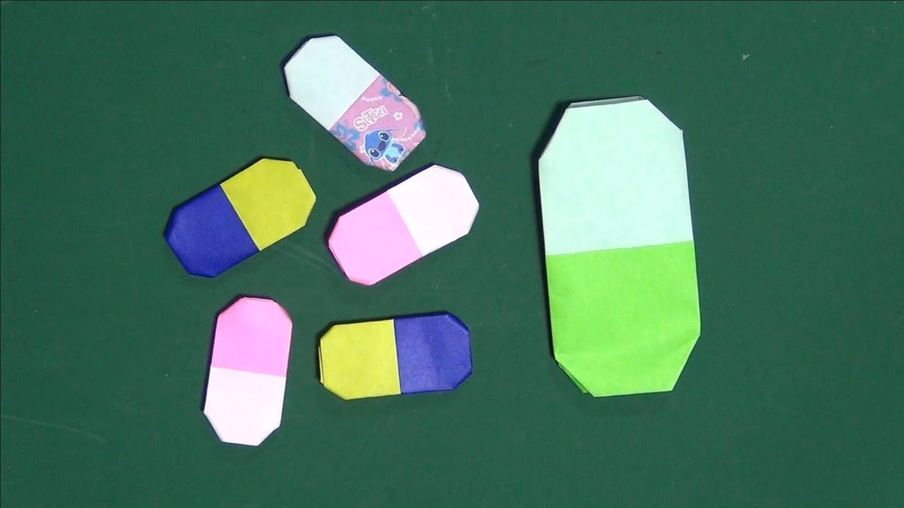 折り紙1枚【お薬カプセル】折り方/お医者さんごっこの折り紙 How to fold medicine capsules / origami of doctor's pretend