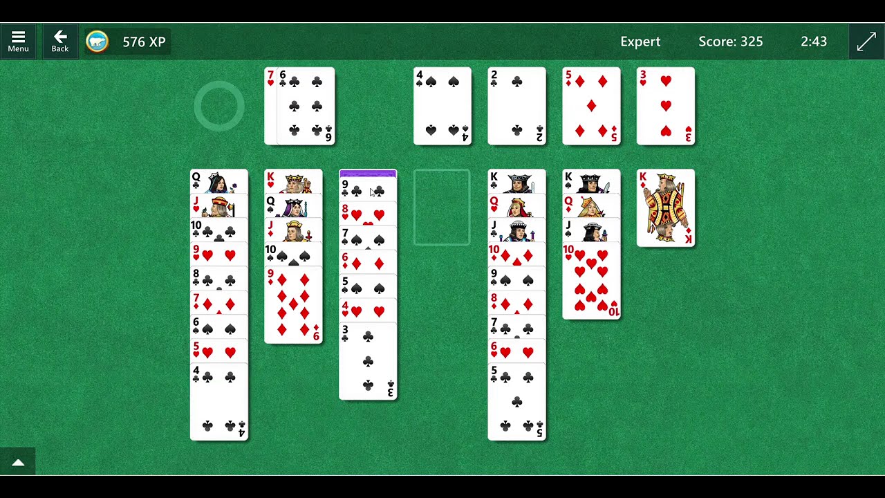 Microsoft Solitaire, Single Card Draw, Expert, Feb. 5, 2026
