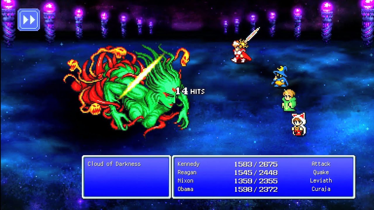 FINAL FANTASY III PS4 - vs Cloud of Darkness + ending, variety of attacks, Level 49 party | 1080