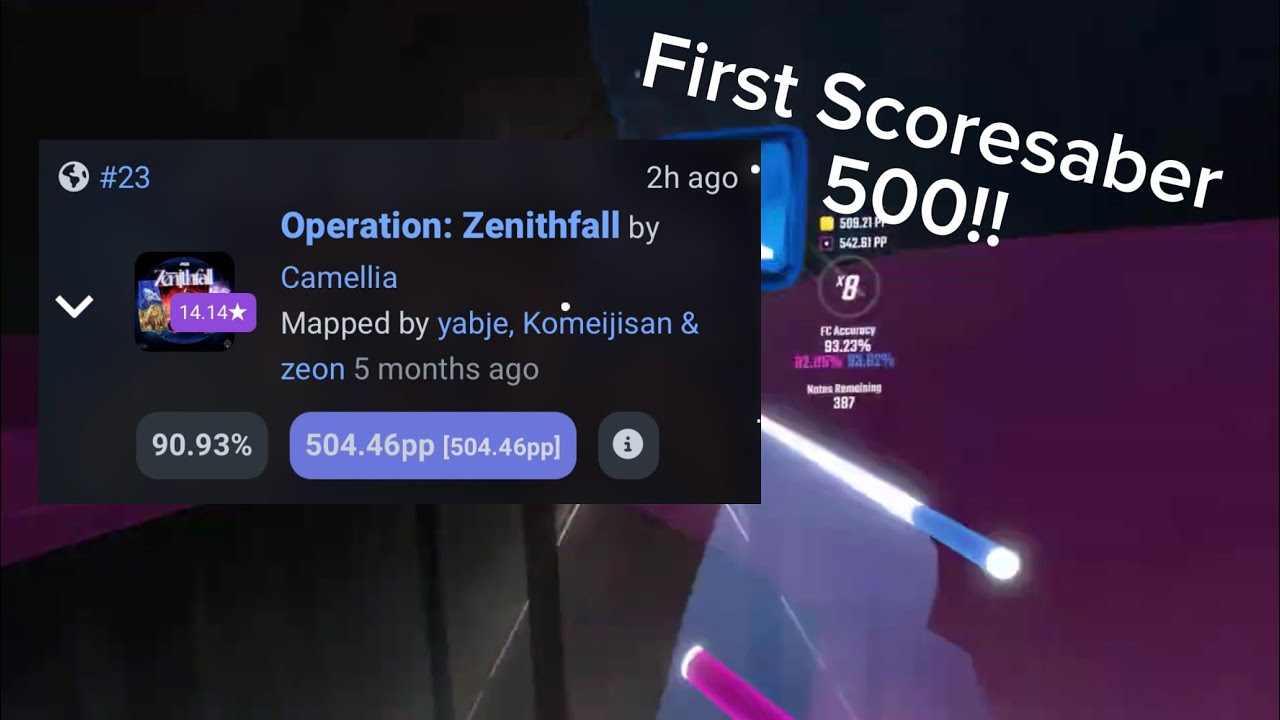 I got my first Scoresaber 500 on a 14-star?? (Beat Saber)