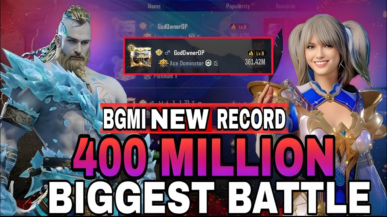 🫣😱BGMI NEW 400 MILLION KA RECORD || BIGGEST EGO BATTLE IN BGMI/PUBG || PK1 TO PK10 REWARDS✅ #bgmi